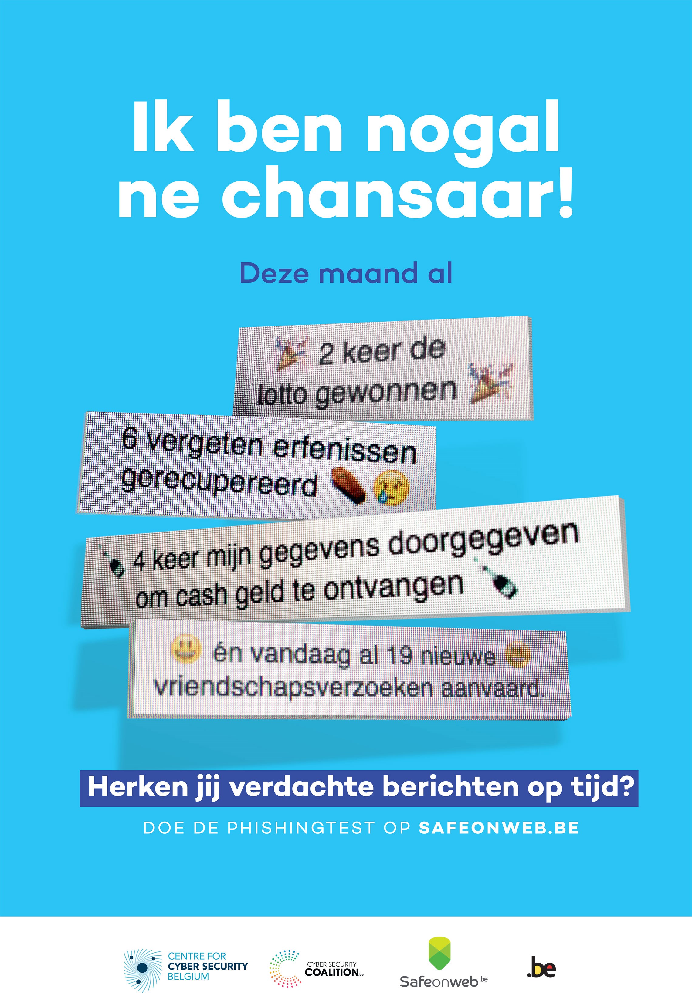Verschillende berichten over oplichting waarbij geld en persoonsgegevens worden beloofd, voorzien van bijpassende emoji's.