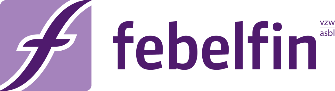 Logo Febelfin violet avec un grand f