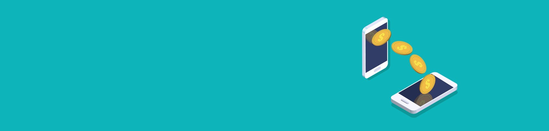 Twee smartphones waarbij digitale munten van het ene toestel naar het andere worden overgemaakt.