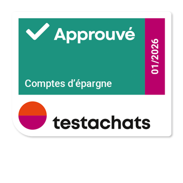 Étiquette de certification pour comptes d'épargne, indiquant le statut Approuvé, avec une date d'expiration au 01/2027.